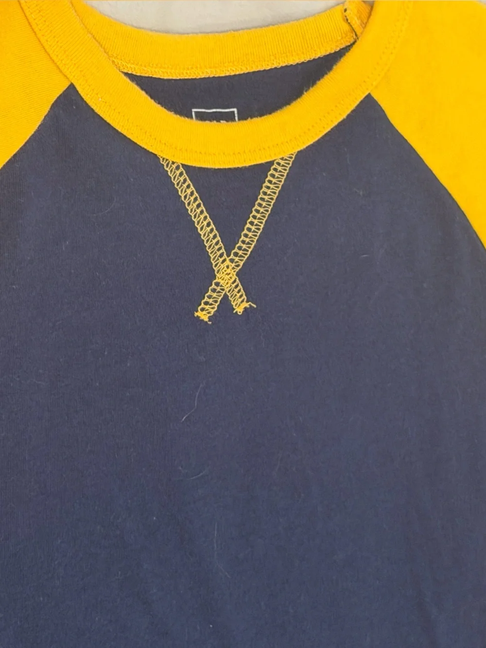 GAP raglan baseball shirt navy blue and yellow, boys size large